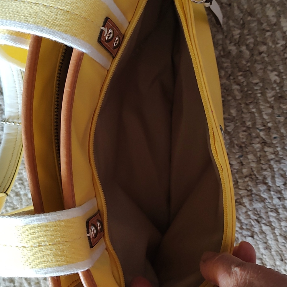 Coach Yellow Nylon Tote with Cream Handles - Picture 5 of 10